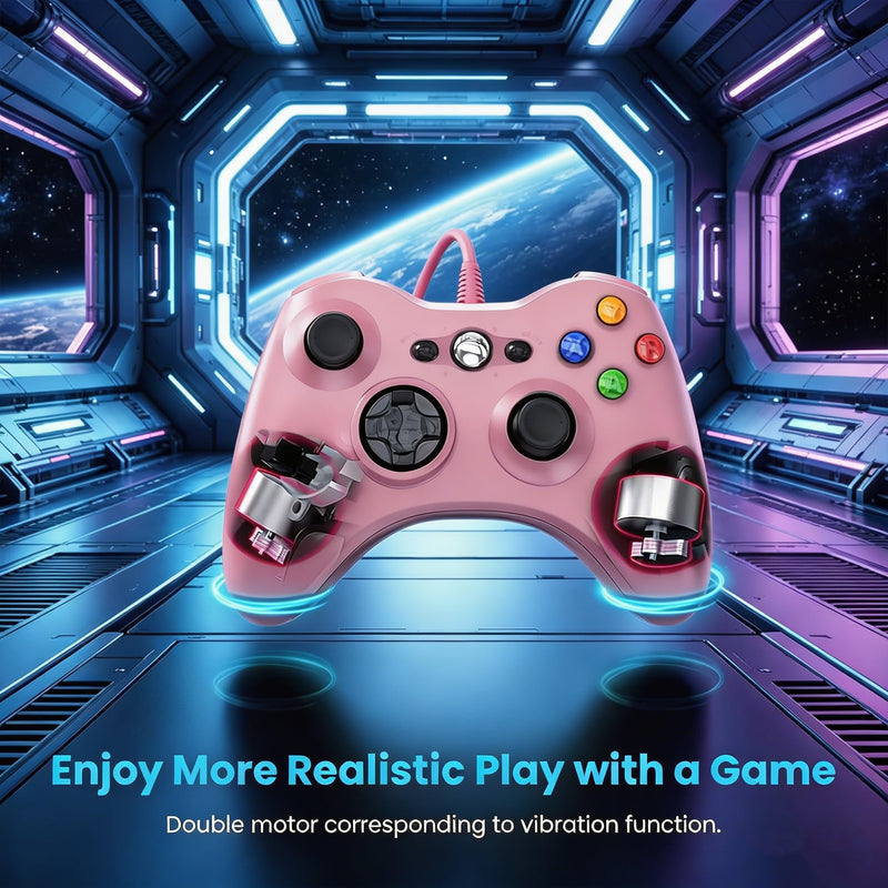 Replacement for Xbox 360 Controller, Wireless Controllers Gamepad Upgraded Joystick Compatible with 360 & Slim, Windows 11/10/8/7 PC Controller, Pink