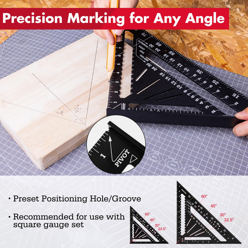 Arrow Aluminum Alloy Rafter Square Set, 7-Inch & 12-Inch Carpenter Square Layout Tools, Woodworking Triangle Rulers for Carpentry and Craftsmen 7 inch & 12 inch