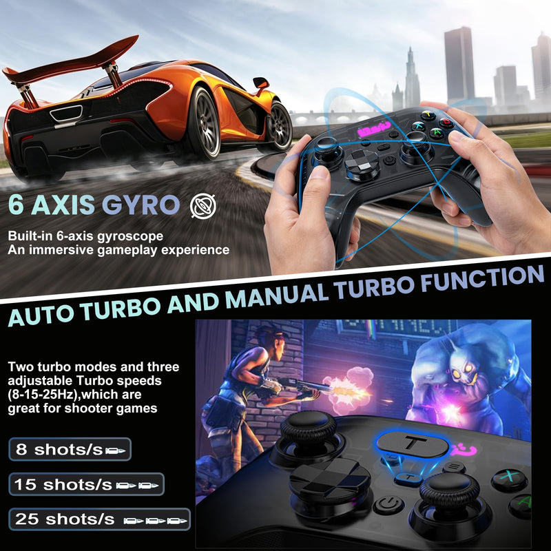 Megadream Game Controller for PC/Switch 2|Swith/Android/iPad/Tablet/iPhone Controller - RGB light - Hall Effect Trigger/Joystick - Call of Duty, Roblox, Genshin Impact, Direct Play, White