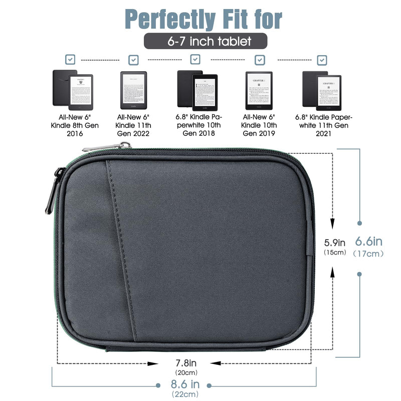 TiMOVO 6-7 Inch Tablet Sleeve for All-New Kindle 2022/10th Gen 2019 /Kindle Paperwhite 11th Gen 2021/Kindle Oasis E-Reader, Protective Case with Pocket for Kindle (8th Gen, 2016), Space Gray A-Space Gray