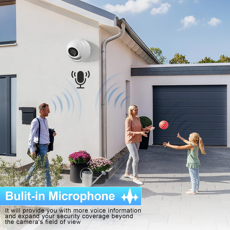 PoE Camera 4MP, Security IP Dome Camera for Outdoor Indoor Use, Buil-in Mic, 2.8mm Lens Wide Angle 110°, B/W Night Vision, Smart Motion Detection, Human&Vehicle Detection, IND4FR94C (White)