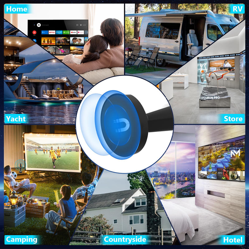 Smart TV Antennas for Local Channels,TV Antenna Indoor for Long Range 360° Reception, Digital Antenna for Easy Installation and All Smart/Old TVs, Supports 4K 1080P HD/VHF/UHF Black