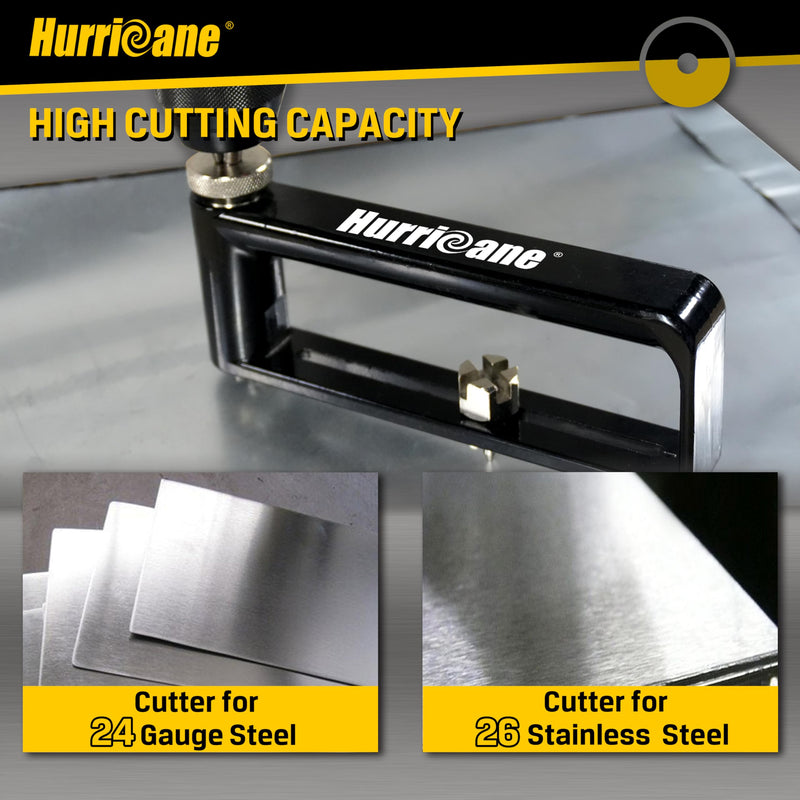 HURRICANE Adjustable Hole Cutter, Sheet Metal Circle Cutter from 2 to 12 Inch,HVAC Ductwork Roofing Hole Cutter for 24 Gauge Steel 26 Gauge Stainless Steel