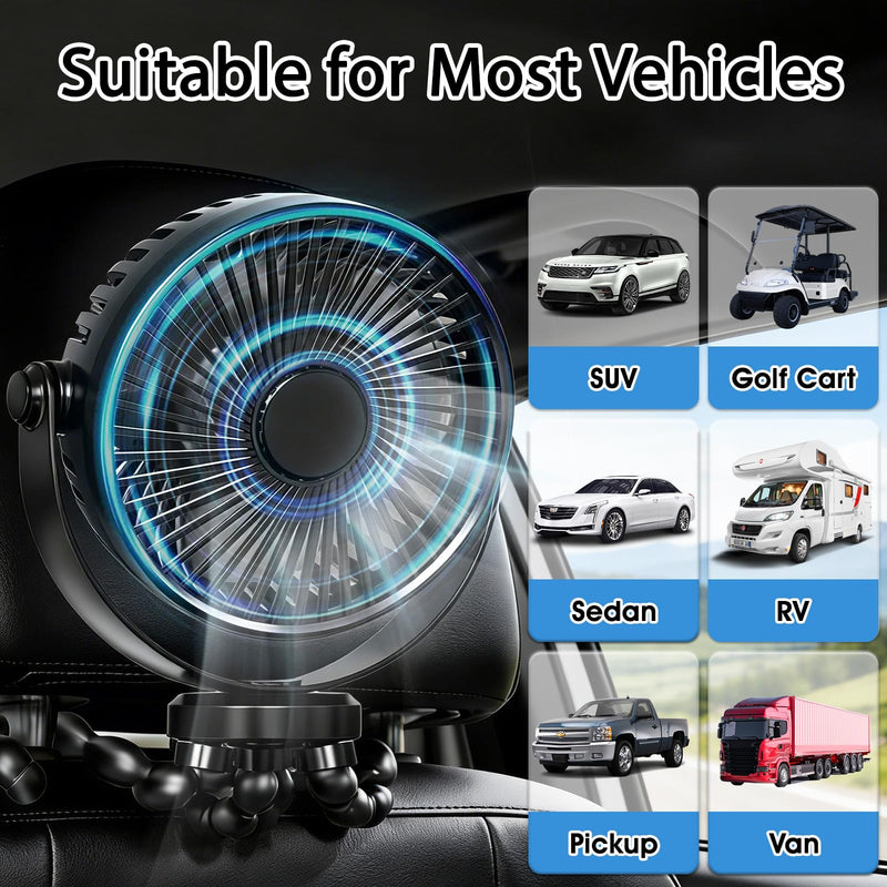 Recharge Car Fans for Backseat for Kids, Car Headrest Backseat Fans for Car for Kids