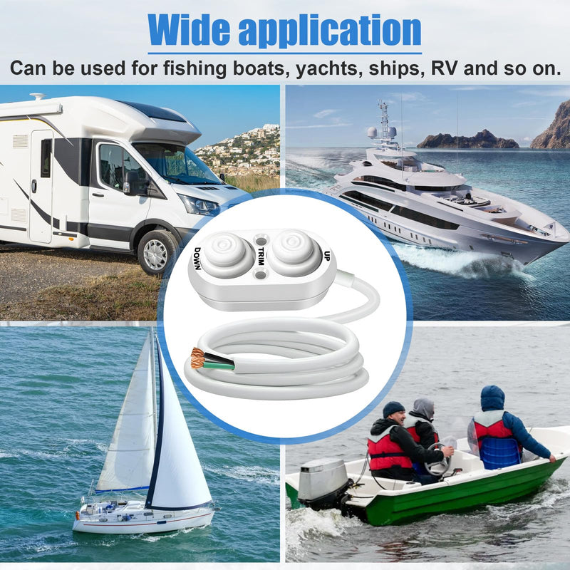 Boat Tilt Trim Switch, Jack Plate Trim Switch for Boat IP67 Waterproof, Suitable for Fishing, Boats, Yachts, Ships White