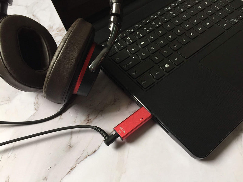 DA-02 DAC USB-A Digital to Analog Converter, 192khz 24bit USB to 3.5mm Audio Adapter with Analog and Optical Digital Output Mode - Red