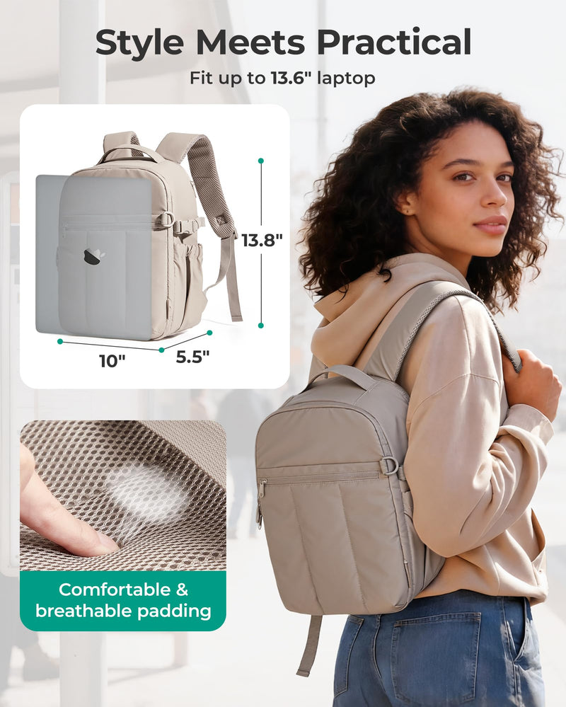 BAGSMART Camera Backpack for Women with Laptop Compartment, Coffee Brown | Puffy Camera Bags for Photographers, DSLR/SLR/Mirrorless Photography Camera Case, Water-resistant Travel Backpack