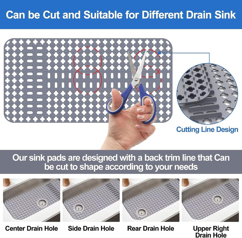 ARLBA Upgraded Silicone Sink Mat 28"x14" Sink Protectors for Kitchen Sink with Rear Drain/Center Drain,Sink Rack for Bottom of Sink, Kitchen Sink Mats for Bottom of Stainless Steel/Porcelain Sink