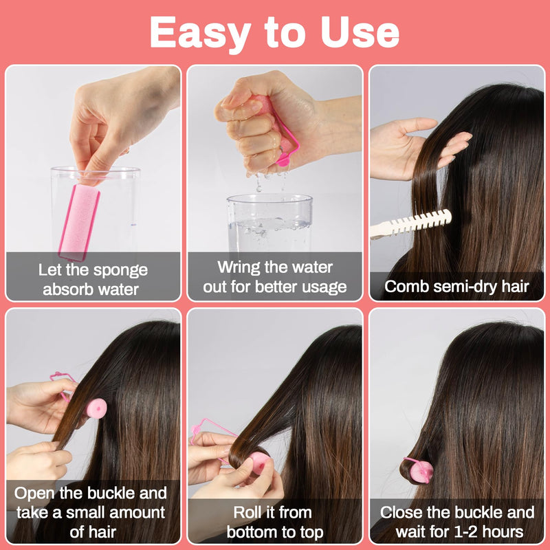 MAQIHAN 40PCS Foam Hair Rollers - 0.98 Inch Sponge Rollers for Hair Curling | Heatless Hair Curler for Short/Long Hair, Soft Sleep in Curlers, Small Sponge Curlers, Overnight rulos for Thin Hair Curl