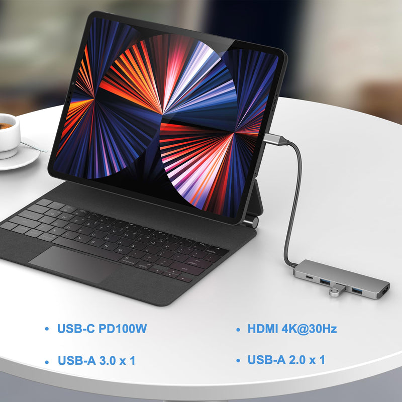 EJAY 4-in-1 USB C Docking Station with 100W PD Charging, HDMI 4K@30Hz, USB 3.0 Hub for Switch, MacBook Pro, iPad, Laptop, PC 4 Port
