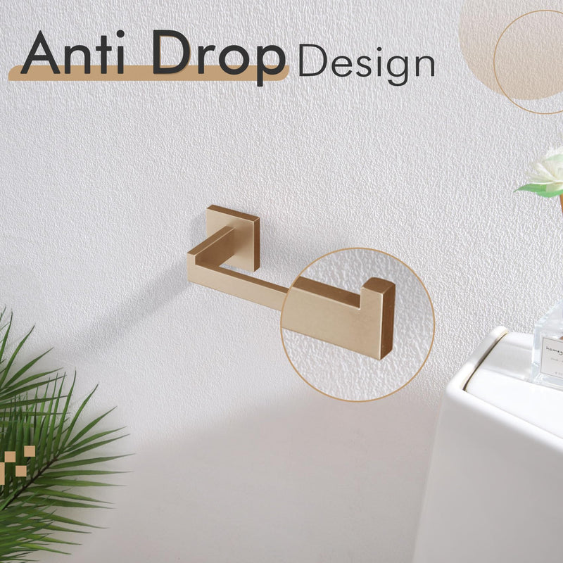 KOKOSIRI Toilet Paper Holders Wall Mounted Toilet Roll Holder for Bathrooms Hardware Washroom, Champagne Bronze Stainless Steel B2003CPG Without Shelf(1 Pack)