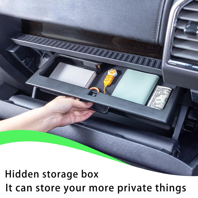 Glove Box Organizer Compatible with 2015-2020 Ford F150 Accessories Interior Hidden Glove Storage Compartment Organizer Tray ABS Materials
