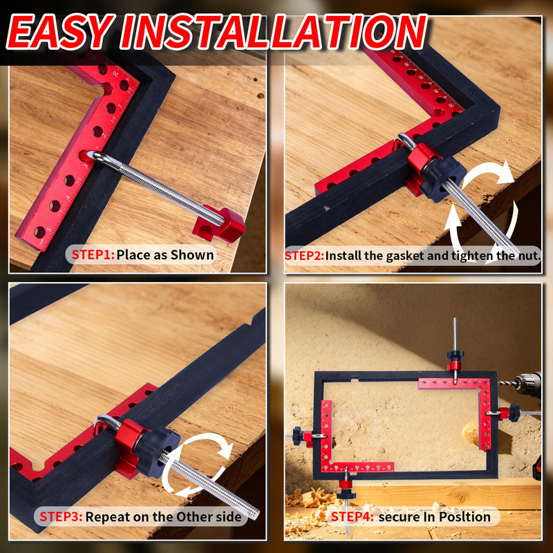 Corner Clamps for Woodworking, 4PCS 90 Degree Right Angle Clamps with Storage Box, 4PCS 5.5" Aluminum Alloy Positioning Squares Woodworking Tools for Cabinets, Frames, Drawers 4PCS 5.5" Set