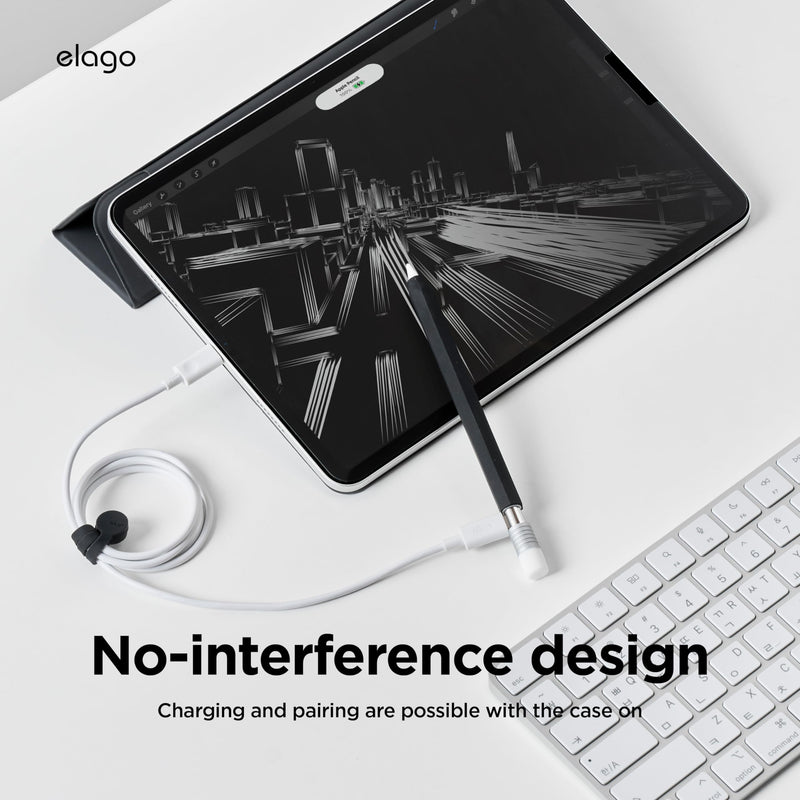 elago Classic Pencil Case Compatible with Apple Pencil (USB-C), Perfect Grip, Protective Skin, Silicone Sleeve, Supports Magnetic Attachment [Black] Black