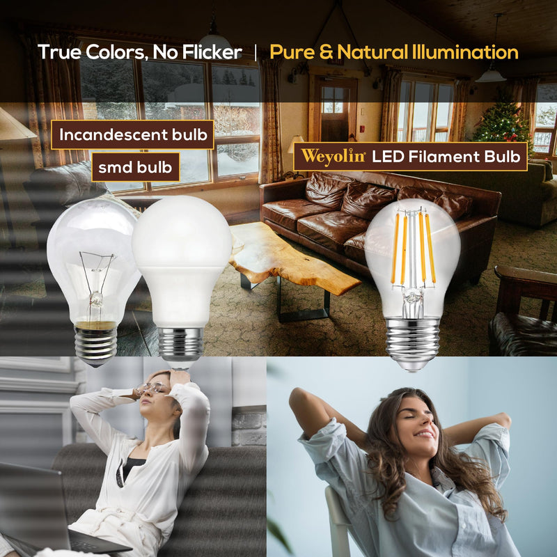A15 LED Light Bulb 4W (40W Equivalent), 2700K Warm White, Dimmable Edison Filament, 400 Lumens, E26 Medium Base, Clear Glass – Ceiling Fan, Refrigerator/Appliance, Vanity & Chandelier (6-Pack) 4w Warm White 2700k Led 3.5 In (6 Pack)
