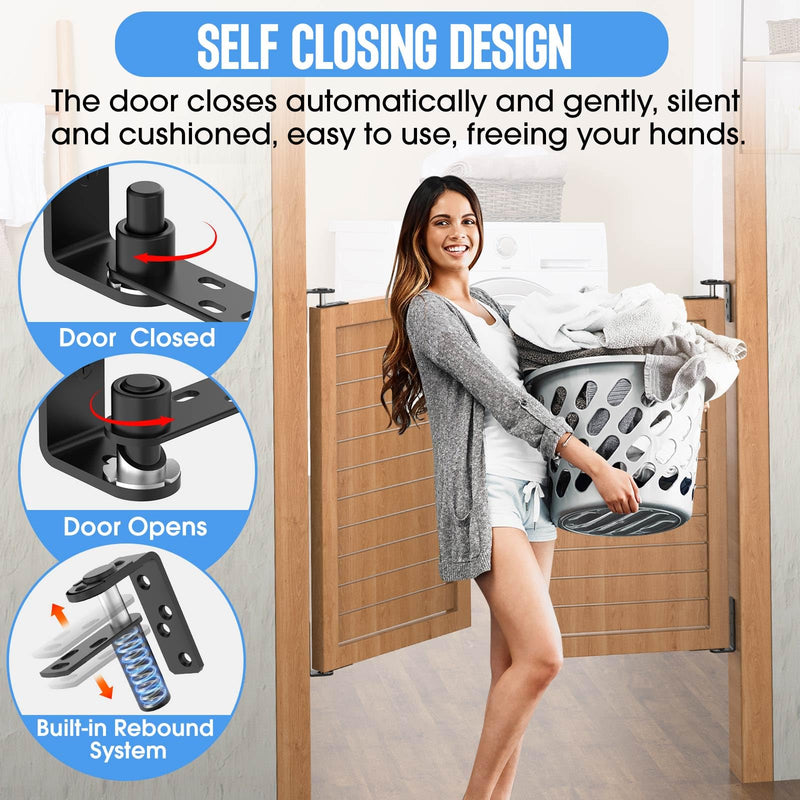 Heavy-Duty Self Closing Saloon Door Hinges, 304 Stainless Steel Self-Return Dual Swing Cafe Hinges for Bar, Patio Doors (1, Large) 1
