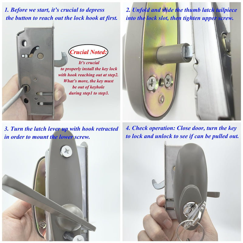 Gliding Patio Door Keyed Lock Assembly & Thumb Latch Compatible with Andersen Tribeca Style OEM Part #2573068, #2573078 & #2573609, 2-9/16" Hole Centers, Non-Handed, White Diecast
