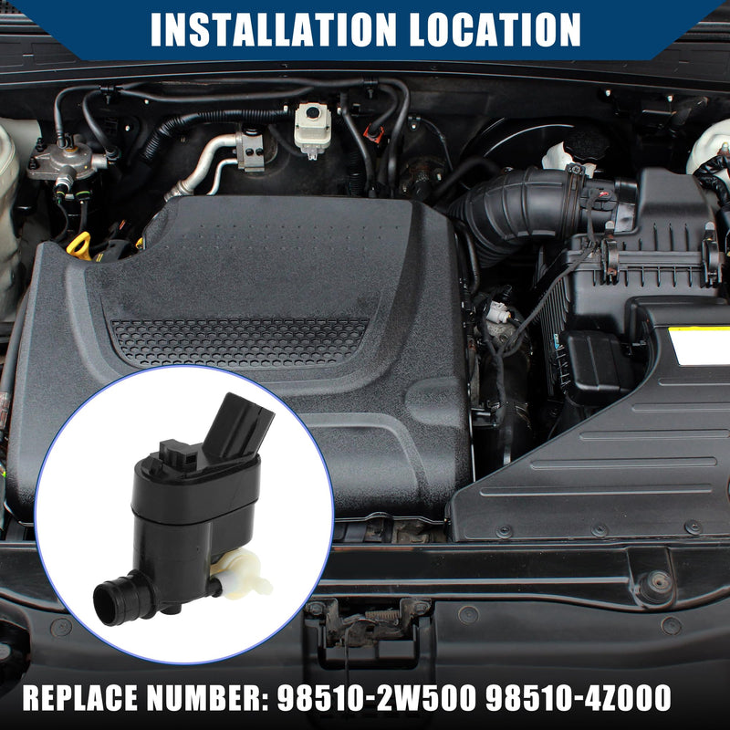No.98510-2W500 / Windshield Washer Pump Assembly for Hyundai Santa Fe 2017-2022 for Hyundai Tucson 2021-2022 / Windshield Washer Motor/Durable/Plastic / 1 Pcs/Black