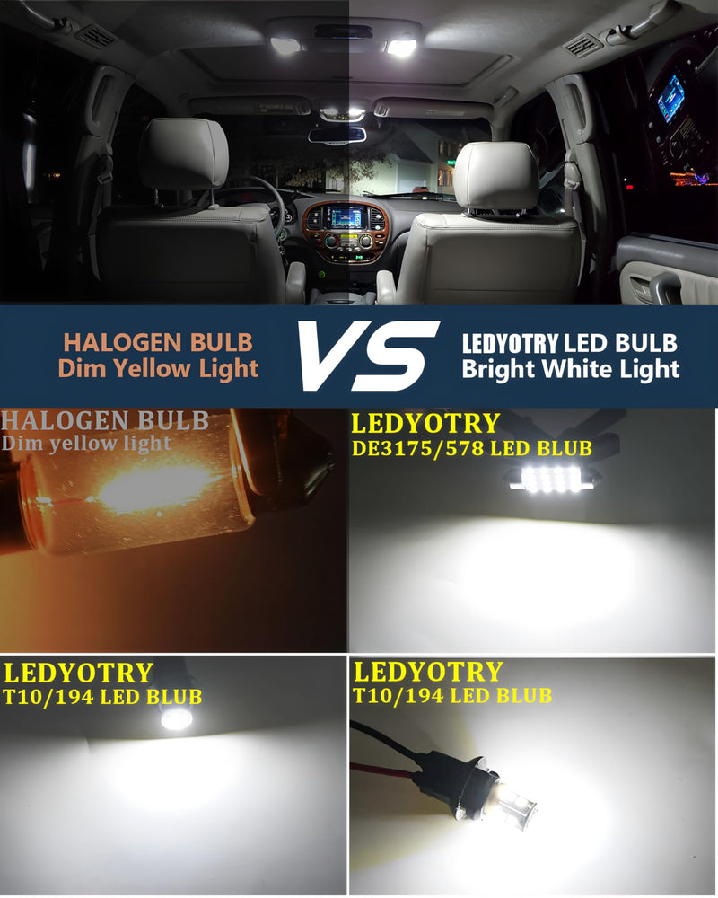 24 Pieces Car interior led lights Dome Light Kit Set, Super Bright White T10 194 578 41mm DE3175 31mm LED Bulb Replacement for Car Indoor Map License Plate Door Side Marker Trunk Light