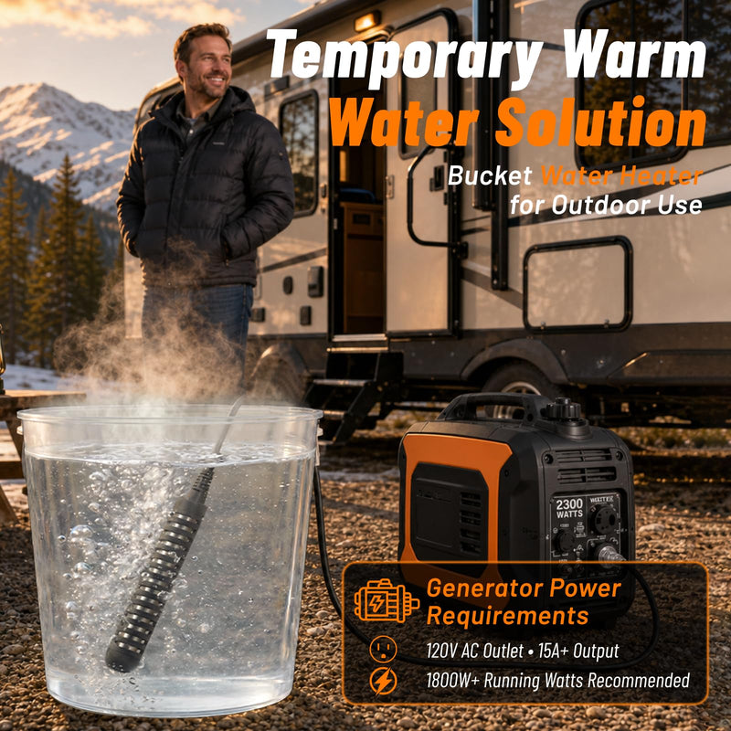 Immersion Water Heater 1500W 120V, Titanium Portable Submersible Heater with NEMA 5-15P Plug, Digital Temperature Monitor, Durable Build & Secure, for Bathtubs, Buckets & Small Inflatable Pools