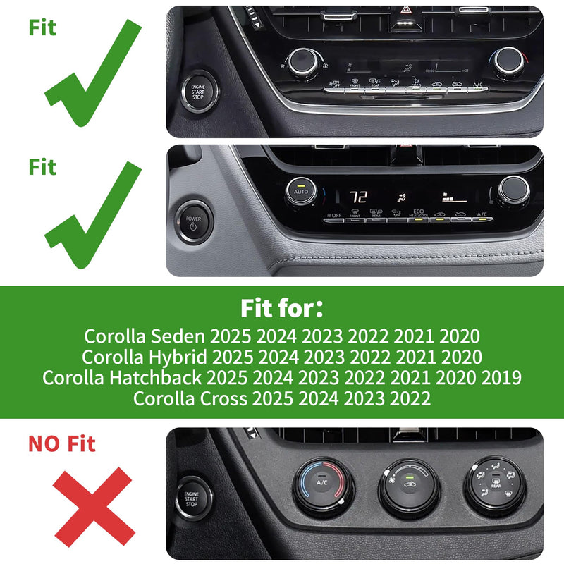 for 2020-2025 2026 Toyota Corolla & 2022-2025 2026 Corolla Cross Accessories, 4pcs Aluminum Alloy Knob Cover Trim Set - Rearview Mirror Switch, AC & Push Start (Red) Red