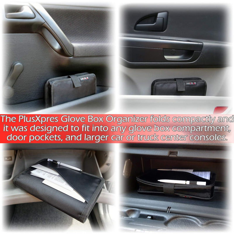 Glove Box Compartment Organizer - Car Document Holder - Owner Manual Case Pouch - Vehicle Storage Wallet for Registration & Insurance Card - Premium Auto Paperwork Holder - Log Book included - Black 1 Pack