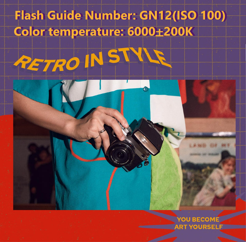 GODOX Lux Junior Retro Camera Flash Auto/Manual Mode GN12 6000K Color Temperature Compatible with Canon Nikon Sony Fuji Olympus Hot-Shoe Cameras