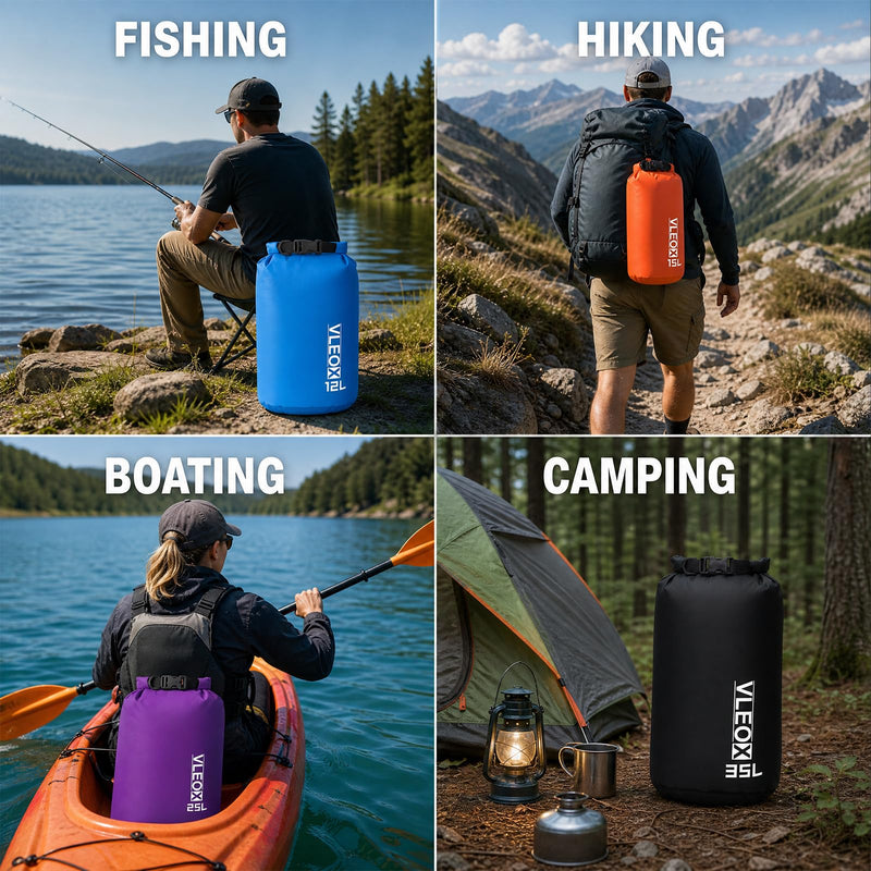 Dry Bag 3-Pack/5-Pack, Ultralight Dry Sack, Lightweight Waterproof Bags Roll Top Sack Set Keeps Gear Dry for Hiking, Backpacking, Kayaking, Camping, Swimming, Boating 5 Pack - 5L+12L+15L+25L+35L