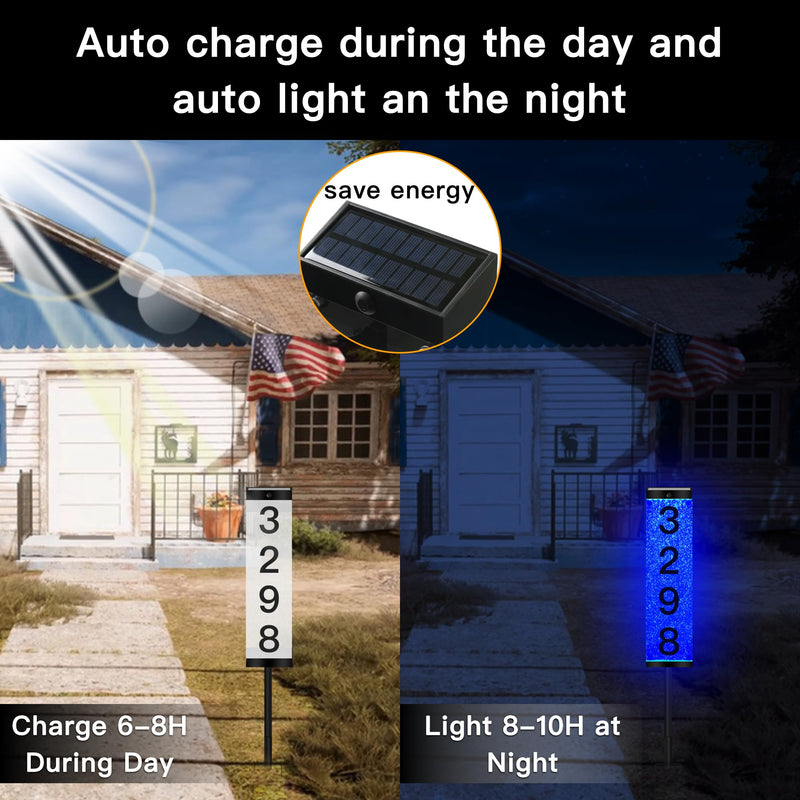 Solar Address Numbers for House, Waterproof LED House Numbers for Outside Modern, Illuminated Solar Address Signs with Remote Control for Streets, Family Yards and Homes multicolor 1 PCS