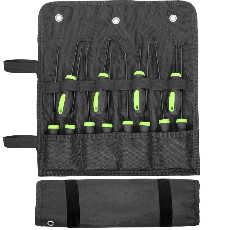 12PCS Automotive Hook and Pick Tool Set,Long & Mini Precision Puller Remover Tool Kit for Auto O-Ring,Seal & Gasket Removal,Mechanic Professional Tools,Car Repair Essentials Green-12 Pcs Hook and Pick Tool Set