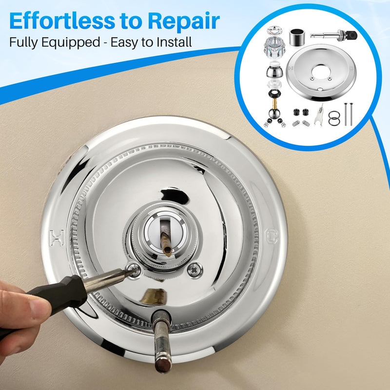 Shower Handle Renovation Repair Trim Kit Compatible with Delta RP6046, Single Handle Trim Kit Compatible with Delta 600 Series Shower Valve(Knob,Chrome) Chrome Knob