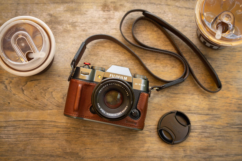 SMALLRIG Half Leather Case Kit for FUJIFILM X-T50 with Shoulder Strap | Style Camera Case with Aluminum Alloy Frame Brown