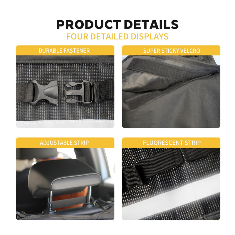 Backseat Hanging Trunk Organizer for SUVs, Cars, Trucks & MPVs | Multi-Pocket Storage with Anti-Slip Straps | Space-Saving Auto Accessory | Gift for Drivers | Black, 37.8" x 18.1" - K230 Oxford fabric-Black