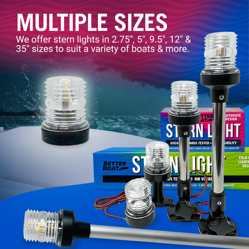 Boat Anchor Light, 2.75" LED Stern Light, USCG Tested Waterproof Marine Navigation Light, 3NM White All-Around Lighthouse LED Accessory for Boats 2.75" Fixed