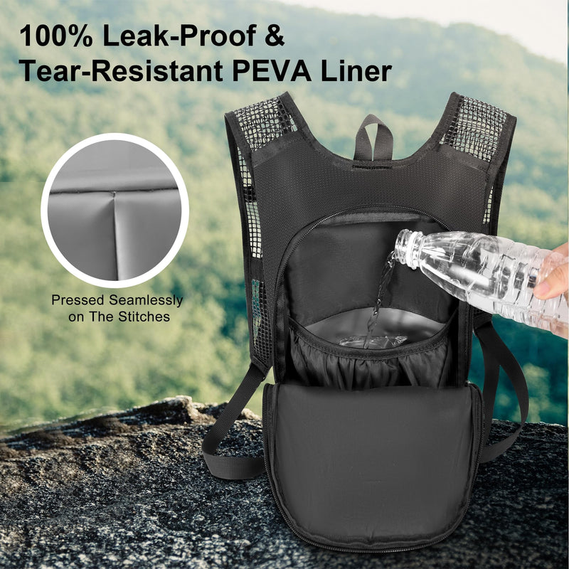Hydration Backpack - Lightweight Water Backpack with 2L Water Bladder Bag, Running Hydration Vest Backpack for Men Women, Hydration Pack for Hiking, Cycling, Climbing MIYCOO Black 10L