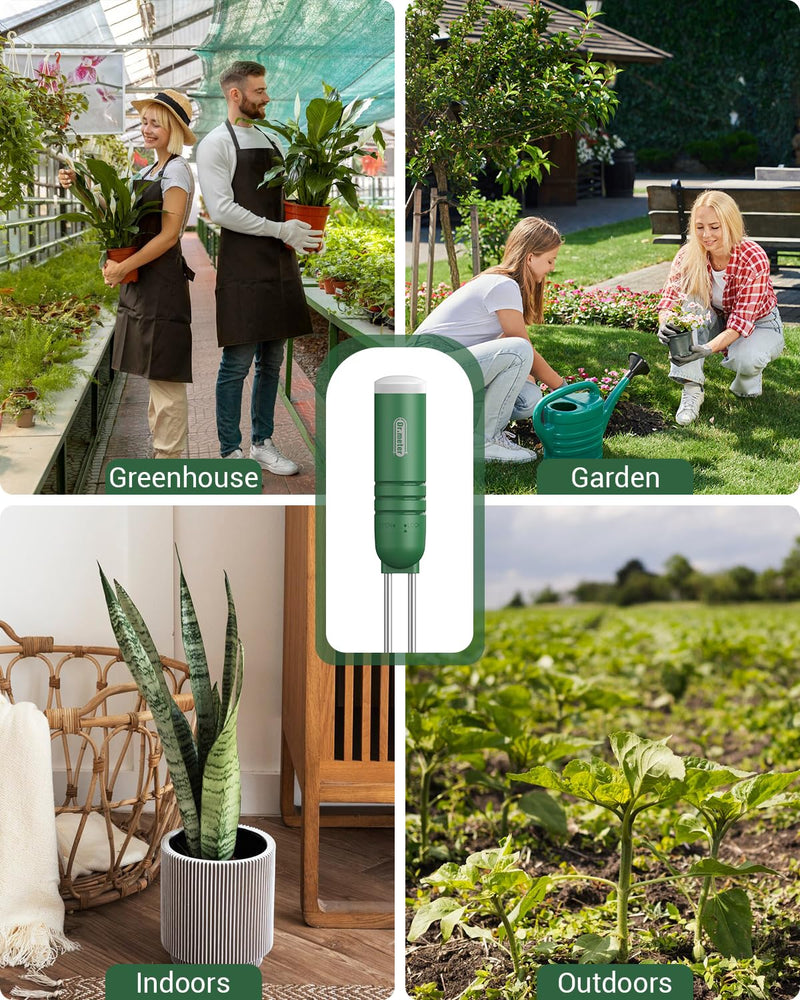 4-in-1 Soil Moisture Meter, 300ft Wireless Soil Tester Sensor, Temperature/Light/Time/Soil Hygrometer Monitor with Digital LCD Display for Indoor Outdoor Plants, Garden, Lawn, Gardening Gifts LCD Display + 1PCS Sensor
