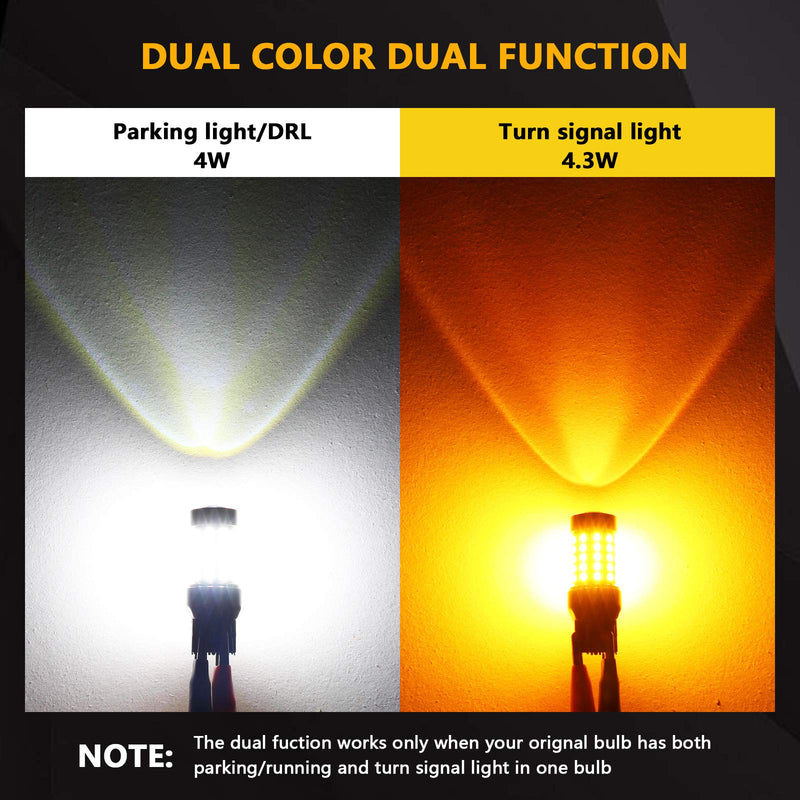 PHINLION Super Bright White Amber Dual Color Switchback 7443 7443na 7444 7444na LED Bulbs with Projector for Car Front Turn Signal Parking Lights