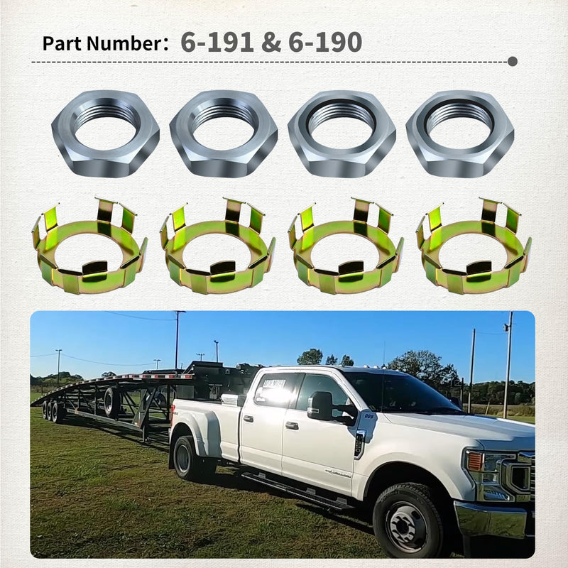 Vanshly，6-191 6-190 Trailer Wheel Axle Nuts and Retainers Compatible With 2K To 8K Dexter Axle