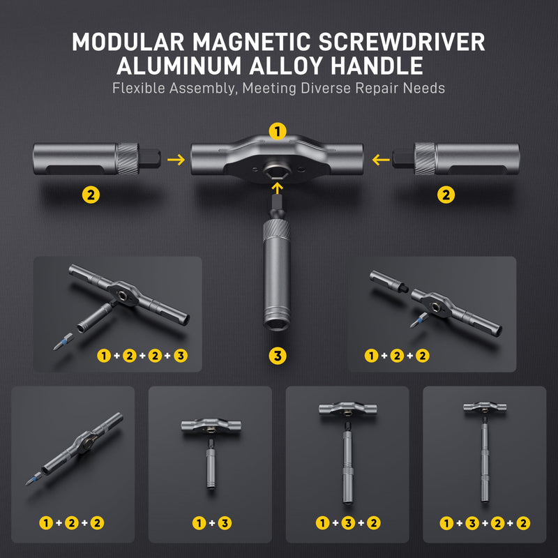 42 in1 Magnetic Screwdriver Set Precision Multi Bit Ratchet T Handle Repair Kit for Electronics, Phone, Laptop, Watch, Eyeglasses – Portable Tool Set for Home & DIY(Light Grey) Light Grey 42 in 1