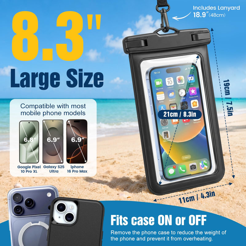 5 Pack Waterproof Phone Pouch, IP68 Waterproof Phone Case Up to 8.3" | Touchscreen, Underwater Photography, Cell Phone Dry Bag for iPhone 17 16 15 Pro Max, Beach Cruise Essentials 2026 5 Pack, Black+Pink+Green+Bule+Clear