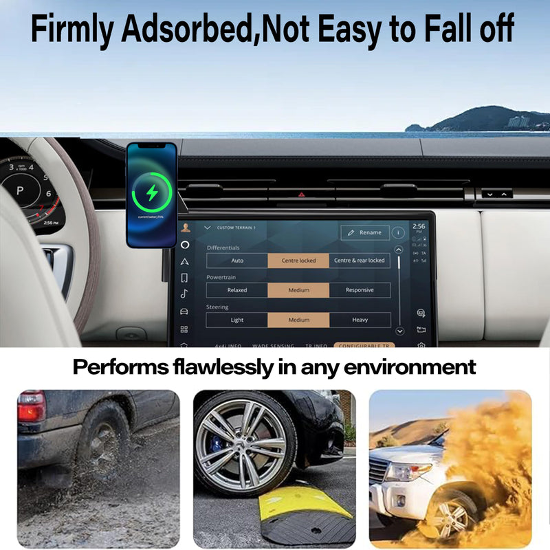Car Phone Holder for 2023-2025 Land Rover Range Rover/Sport Accessories | 13.1-in Screen Clip-On MagSafe 15W Fast Wireless Charger Cell Phone Mount, 3D Fit Navigation 360° Rotatable Cradle Magsafe+ Wireless Charger