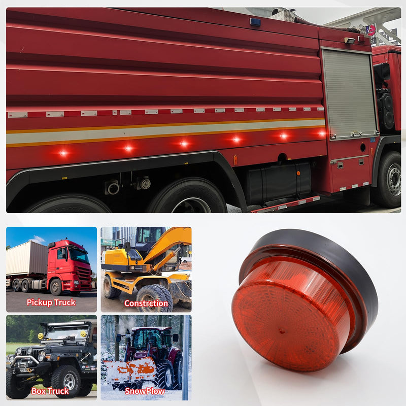 LED Strobe Warning Light, Flashing Strobe Beacon Light, 12V 24V Mini Round Rooftop Strobe Beacon Light Red
