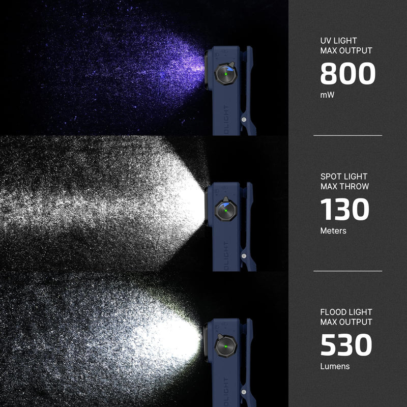 OLIGHT Oclip Ultra EDC Flashlight Clip-on Light, 530 Lumens Rechargeable with Type-C Charging, Combines Floodlight, Spotlight and UV, Triple Lights for Inspection and Work (Stars & Stripes Edition) Stars & Stripes Edition