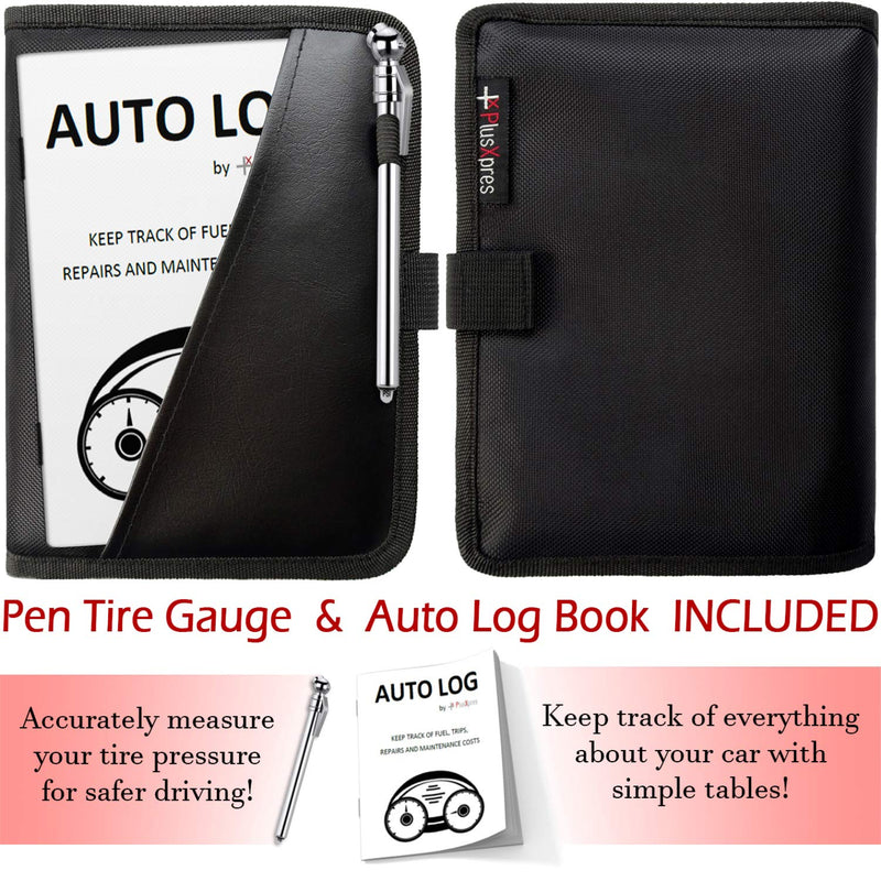 Glove Box Compartment Organizer - Car Document Holder - Owner Manual Case Pouch - Vehicle Storage Wallet for Registration & Insurance Card - Premium Auto Paperwork Holder - Log Book included - Black 1 Pack