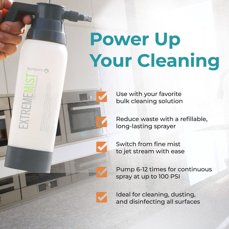 ExtremeMist High-Performance Kitchen & Bath Sprayer | Refillable Pressurized Sprayer | Ultra-Fine Mister | Continuous Spray Bottle for Cleaning | High Pressure | 20 Oz Bottle