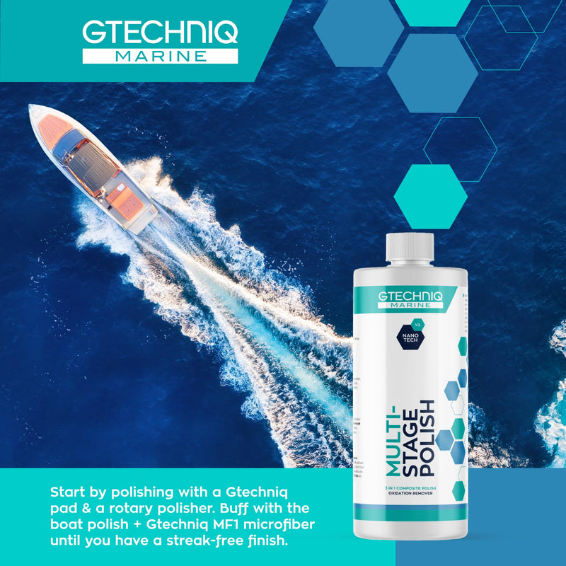 Gtechniq Marine Multi-Stage Polish - Scratch & Oxidation Remover - Supergloss Cleaner & Polish for Boats, Yachts & Ships - Gentle on Topcoat & Gelcoat 500ml