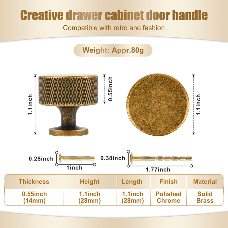 5 Pack Matt Coffee Bronze Solid Brass Kitchen Cabinet Knobs,Drawer Pulls, 1.1 Inch 27mm Diameter, Modern Furniture Handles for Cupboard Wardrobe(Modern Reticulation) 5-Pack
