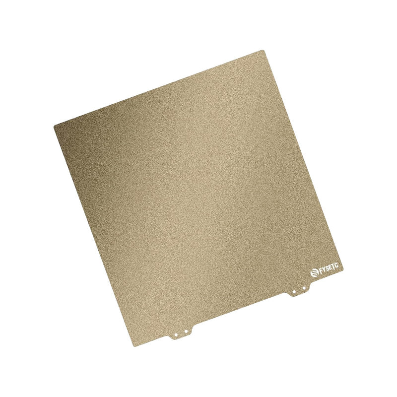 FYSETC CR-6 SE Print Bed - PEI Build Plate: Double-Sided Smooth - Textured PEI Sheet Heated Bed Cover 254x 245mm/10x9.64inch Flexible Removable Spring Steel Printing Surface with Bottom Sticker -Gold 254*245mm 2