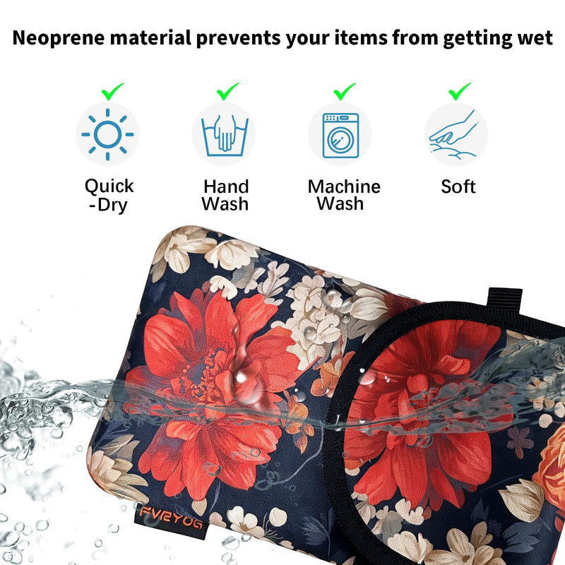 Neoprene Phone Sleeve Pouch Case Bag for Men Women w/Crossbody Strap/Neck Lanyard for iPhone 17/16/15/14 Pro Max, Samsung S25，Pixel 10 7.1 x 3.9 IN Red Peony and Daisy Cell Phone Sleeves