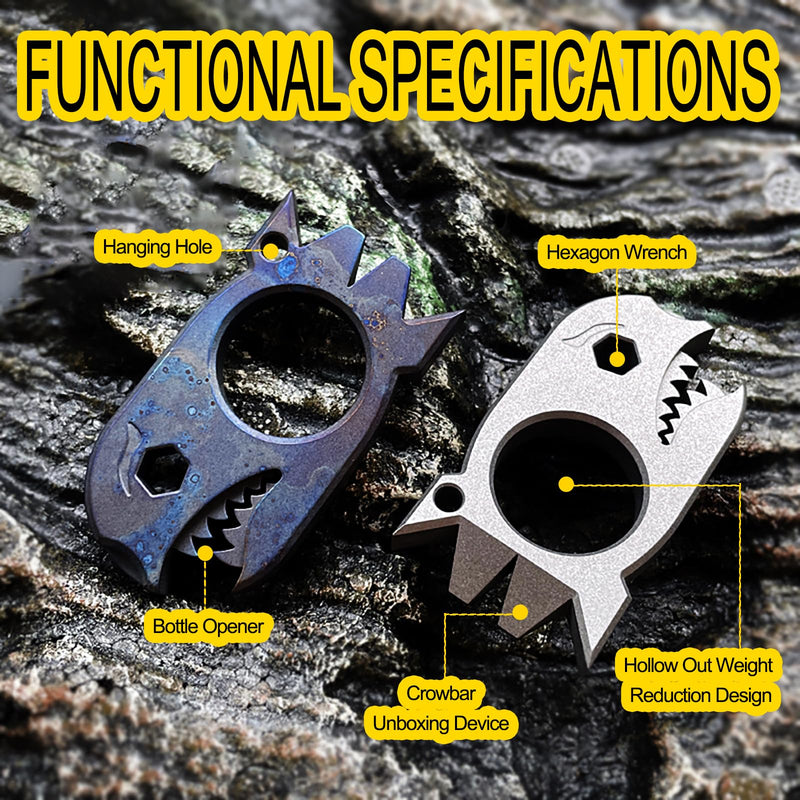 EDC Pry Bar with Bottle Opener Wrench Titanium Prybar Multi Tool Shark Pocket Crowbar - Your Versatile Companion for Everyday Carry and Camping Accessories (Blueing) Blueing